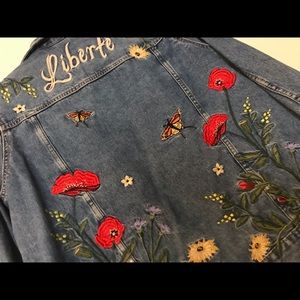 H&M embroidered trucker jacket